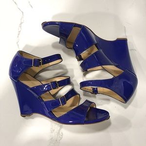 J. CREW | BLUE GWENDOLYN WEDGES